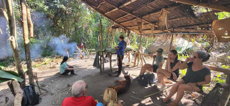 Chiang Rai 1 Day Jungle Trek with Bamboo Lunch & Local Guide - Walking toward Doi Hang: bamboo forest, rice paddies, and hill views