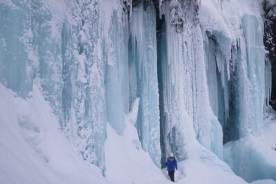 Frozen fall trekking - Trekking Through Winter Forest for Shinrin-yoku Energy