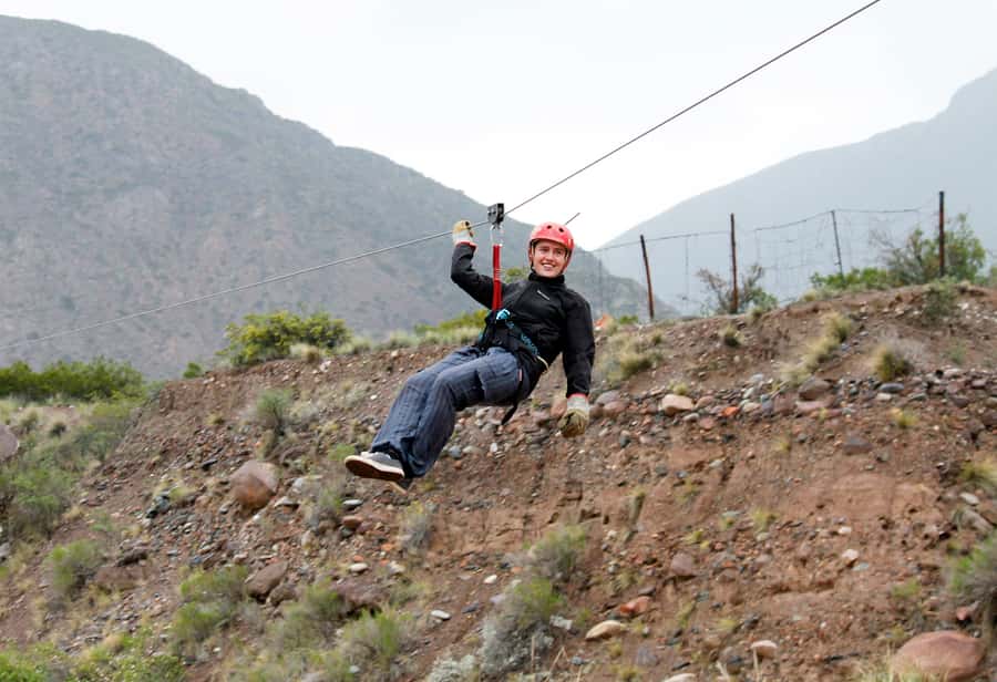 Mendoza: Trekking, Abseiling and Zipline - Lunch-time downtime at the partner base: pools and breaks