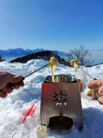Montreux: Snowshoe Trek with Fondue and Wine - Choosing your trek time: sunset, moonlight, or midday sun