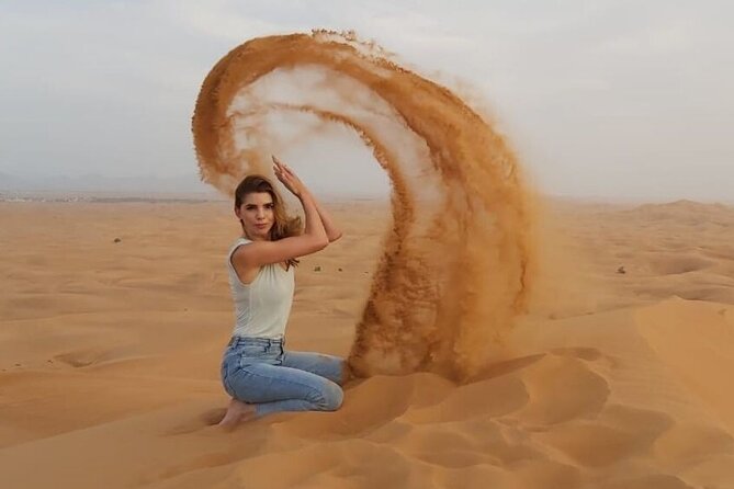 Morning Dune Bashing with Camel Trekking and sand boarding - The Photo Moments: Falcons and Dune Vantage Stops