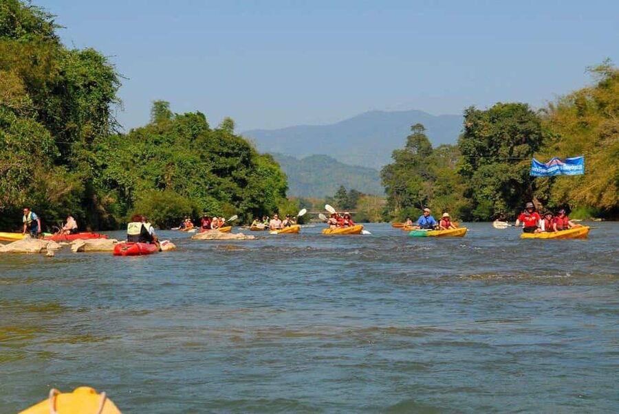 Vang Vieng: Kayaking&Water Cave&Tham Chang&Blue Lagoon 1 - Nam Song River kayaking: start with motion and real river views
