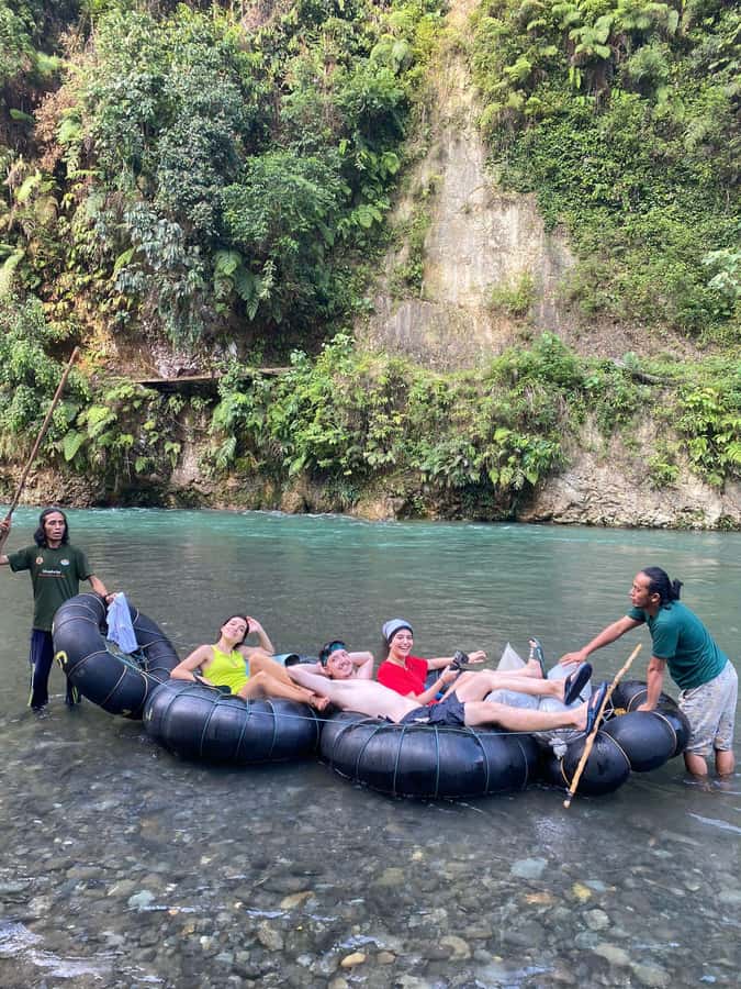 Wonderfull Orangutan Sumatera Jungle Trekking and tour - The final stretch: Tubing the Bohorok River back toward Bukit Lawang
